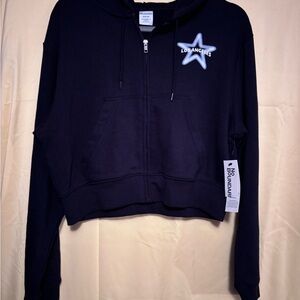 No Boundaries Black Zip-Up Hoodie with Star Design